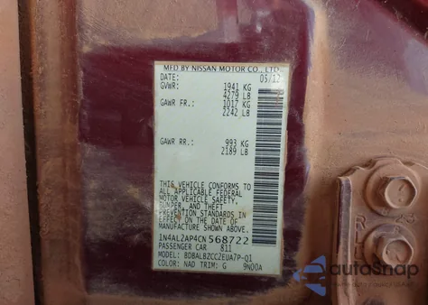 2012 Nissan Altima 2.5 S z USA, uszkodzony, nr VIN 1N4AL2AP4CN568722